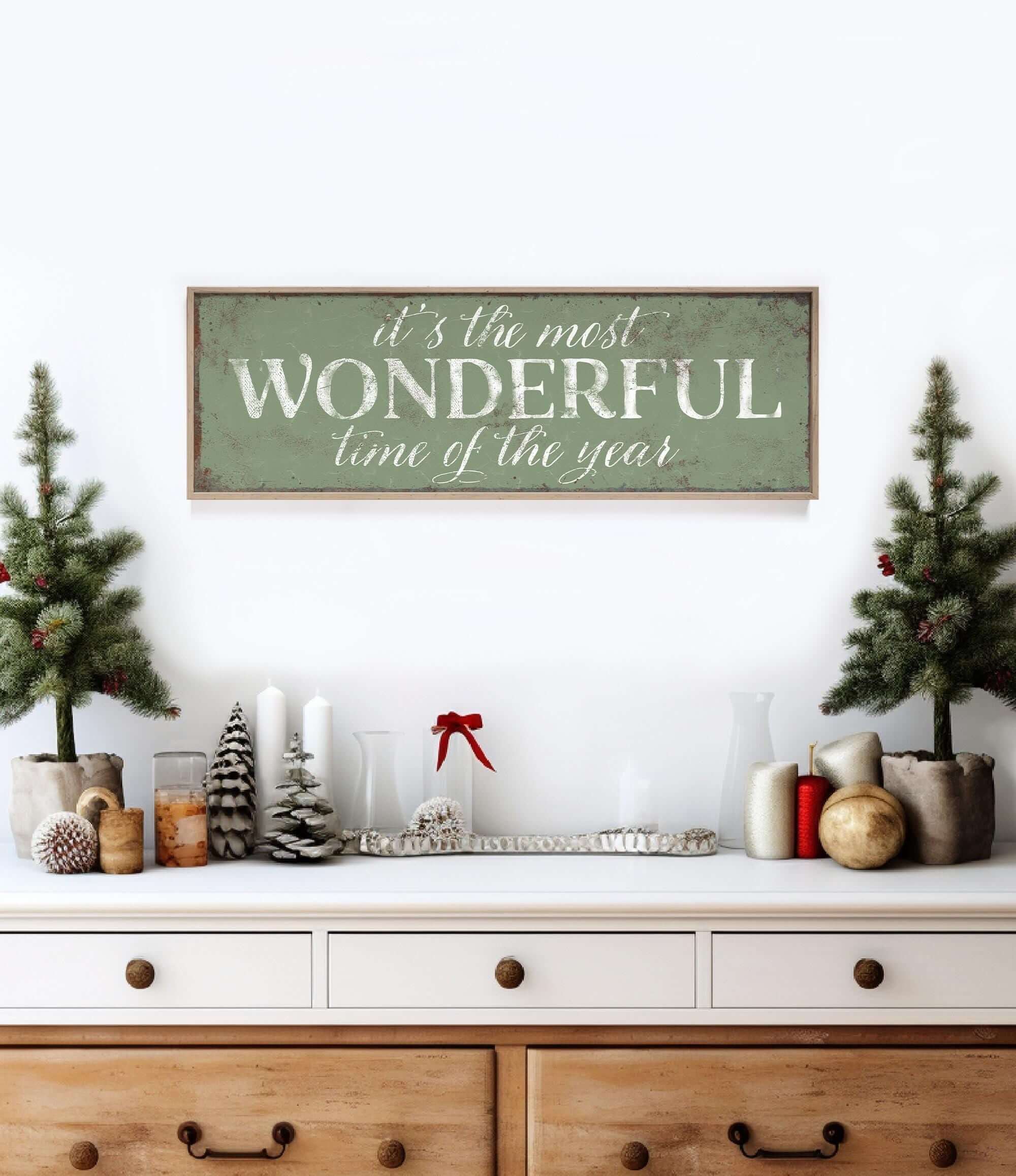 a wooden sign that says it's the most wonderful time of the year