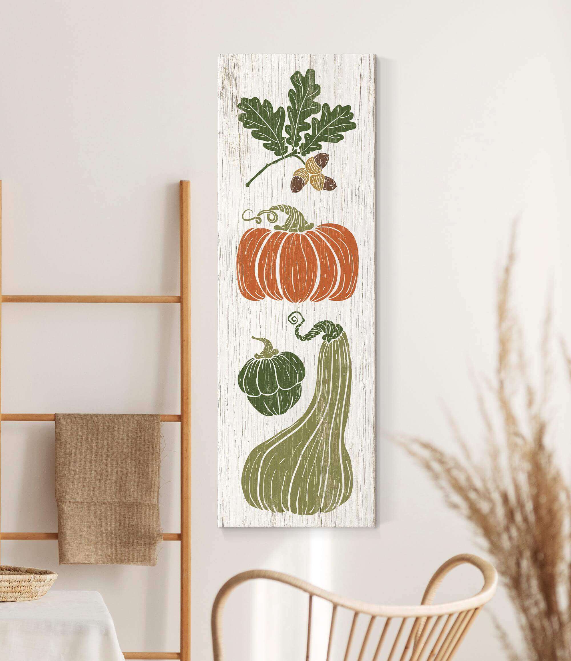 a painting of vegetables on a white wall