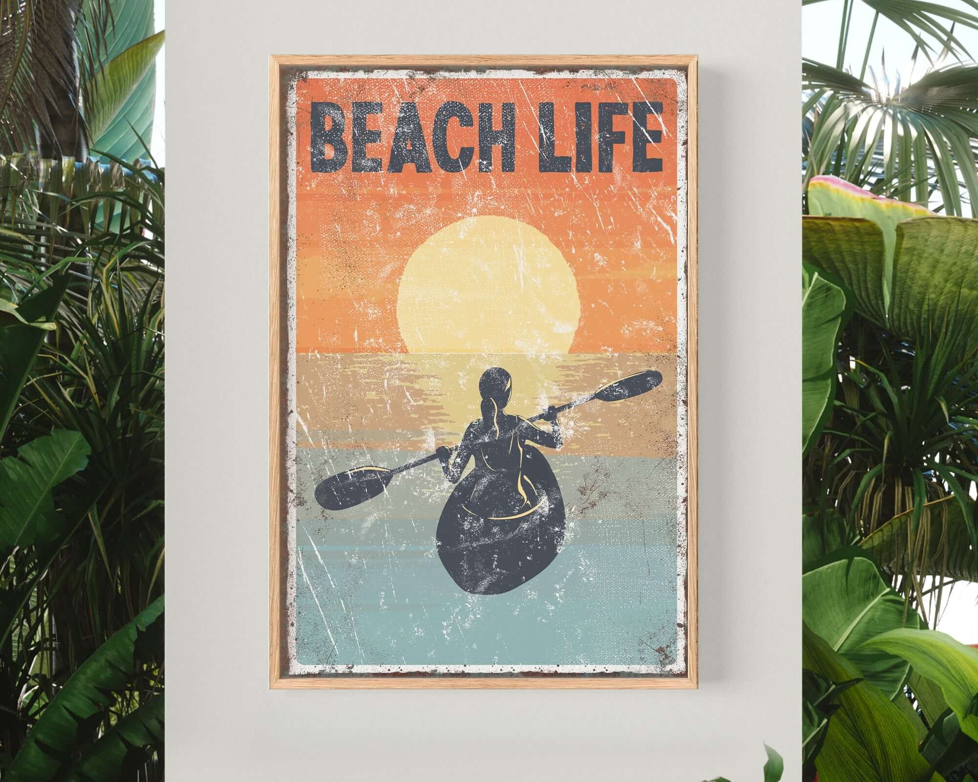 a picture of a person in a kayak on the beach
