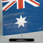 a wooden sign with the flag of australia painted on it