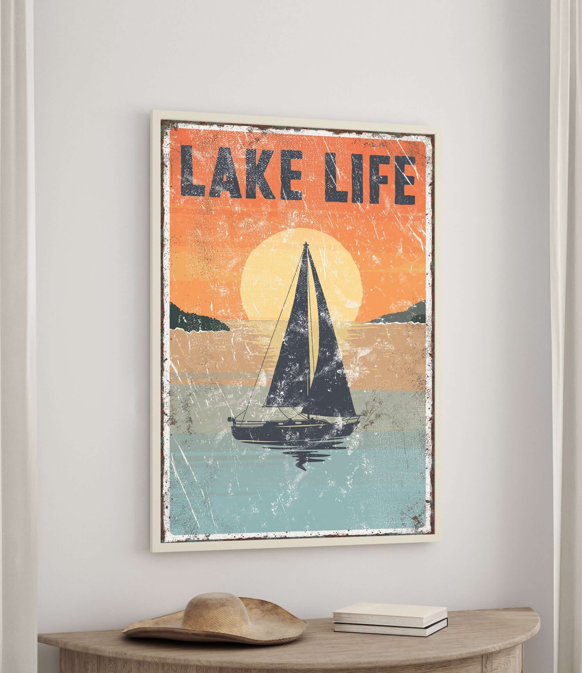 a picture of a sailboat on a lake life poster
