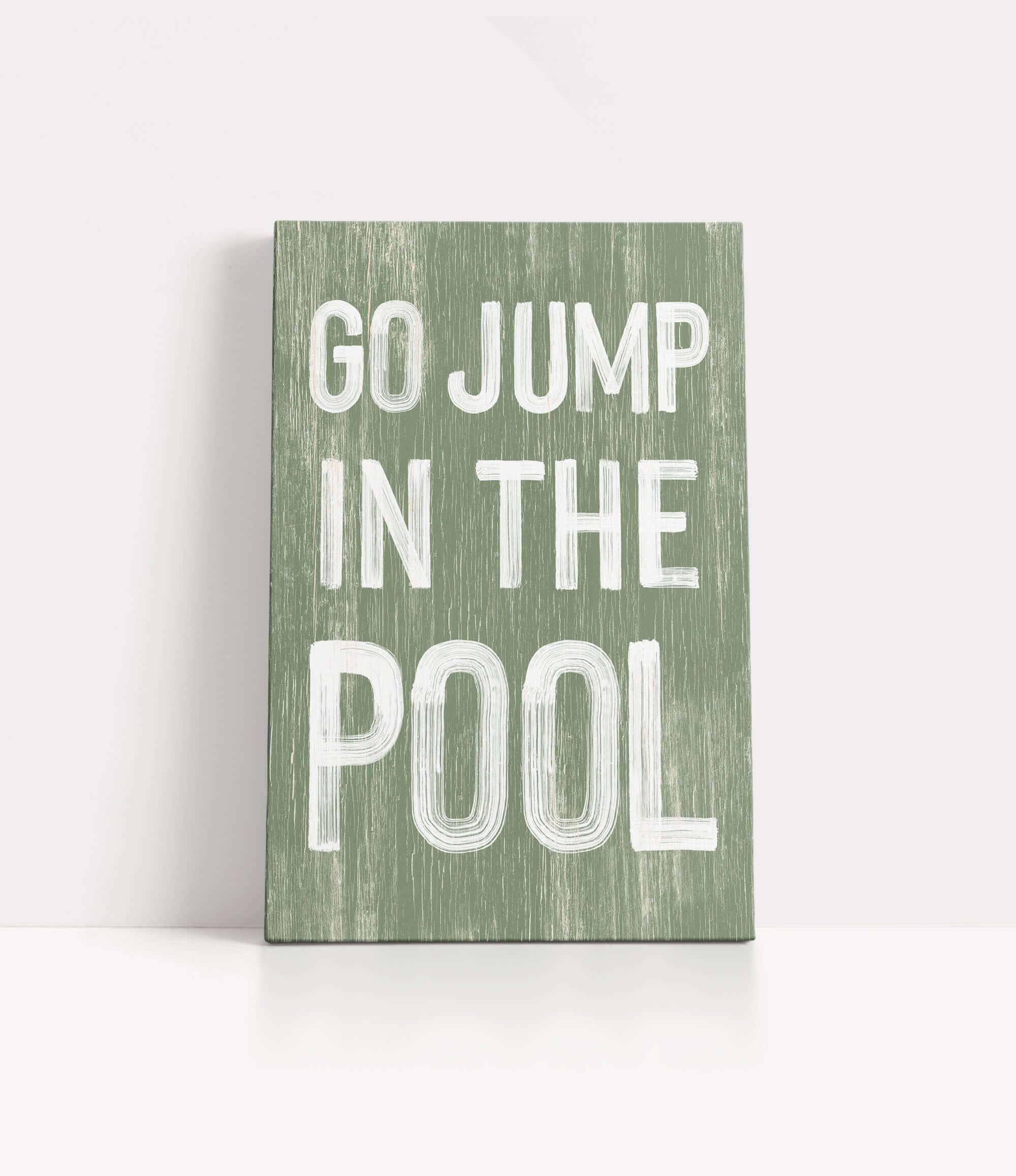 a green sign that says go jump in the pool