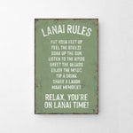 a sign on a wall that says lanai rules