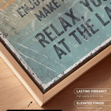 The image is a close-up of a canvas print with a natural frame, featuring a textured background with a distressed appearance.