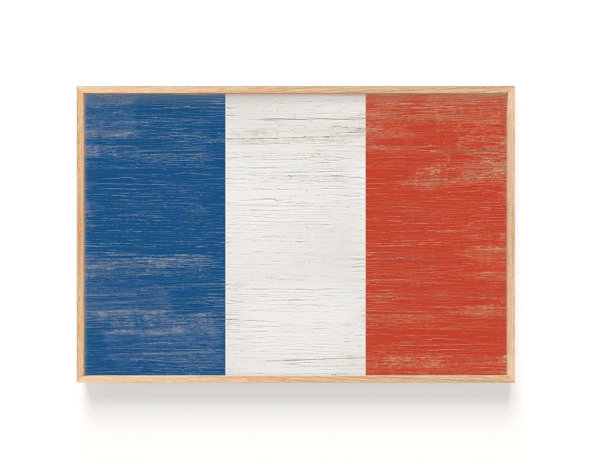a wooden frame with a flag painted on it