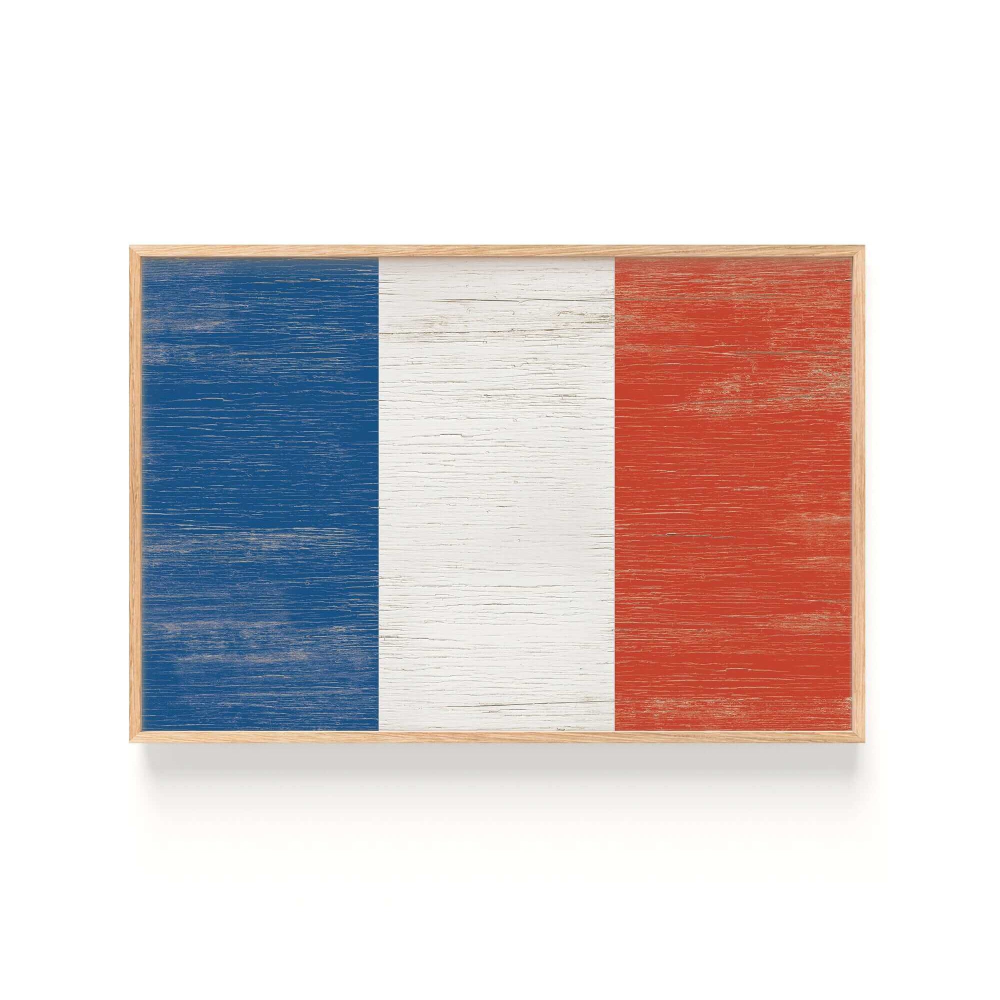 a wooden frame with a flag painted on it