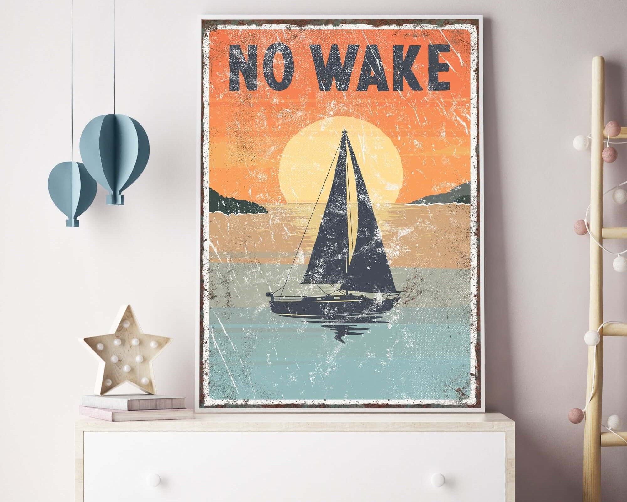 a picture of a sailboat in a room