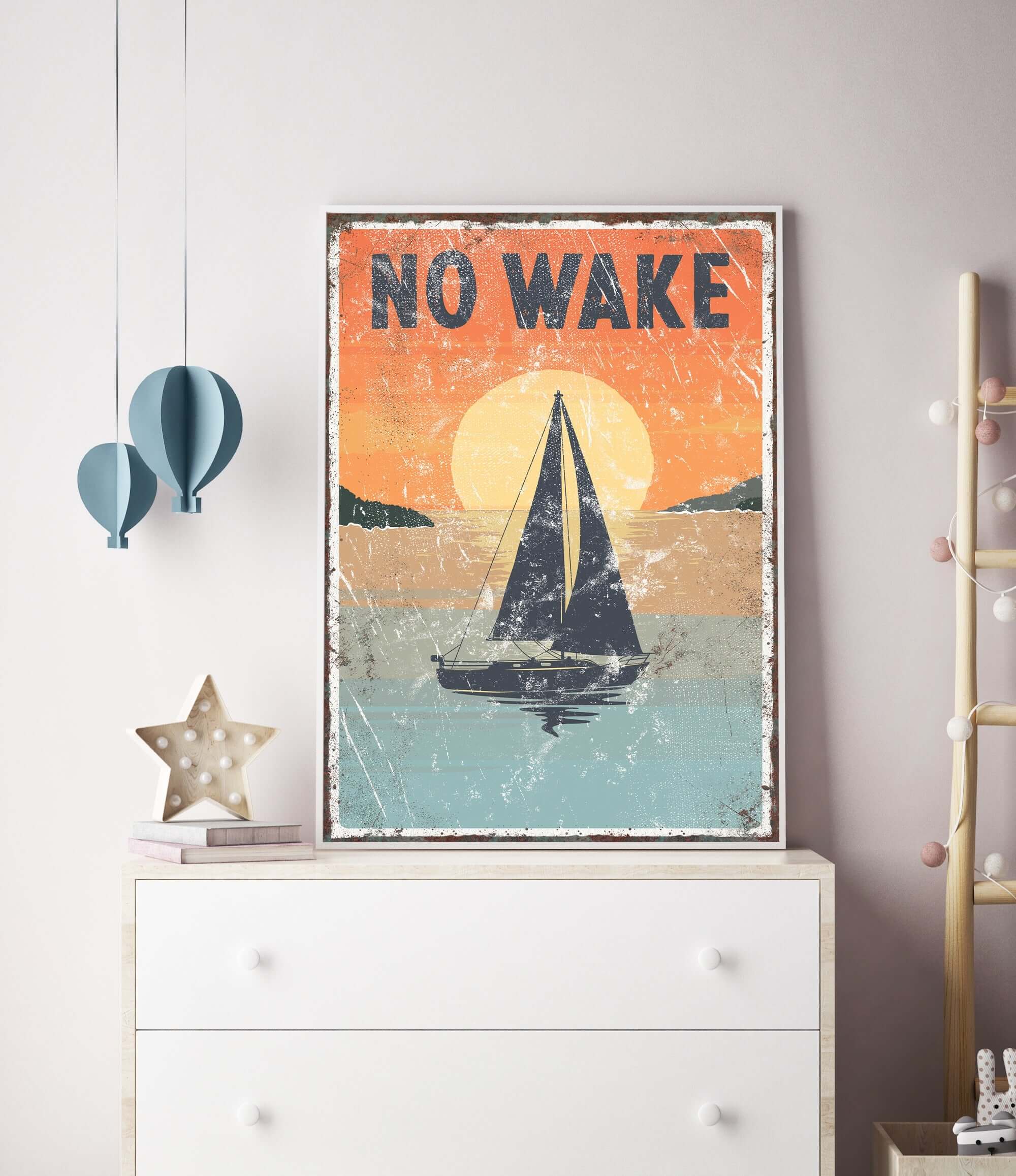 a picture of a sailboat in a room