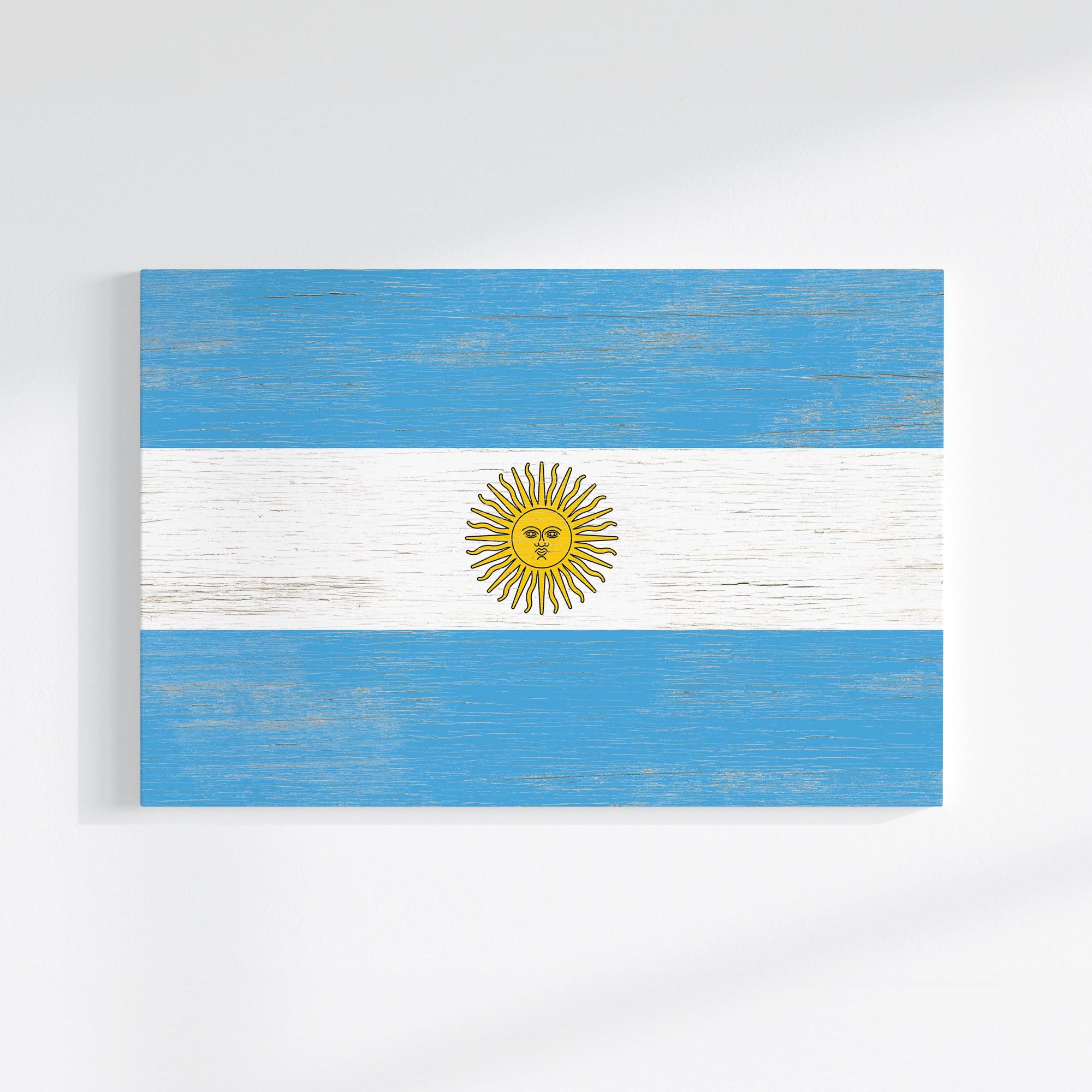 the flag of argentina painted on a white wall