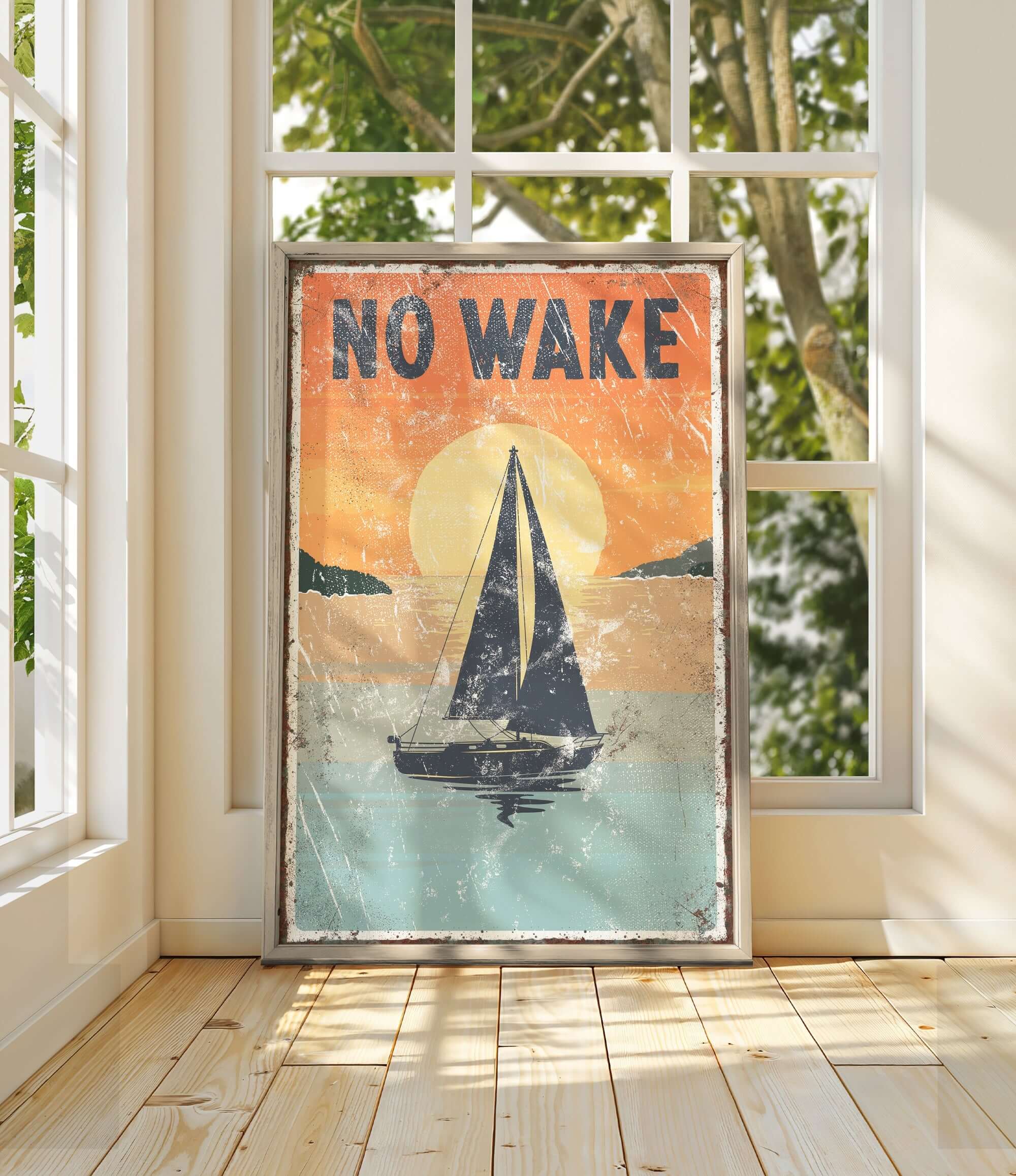 a painting of a sailboat on a sunny day