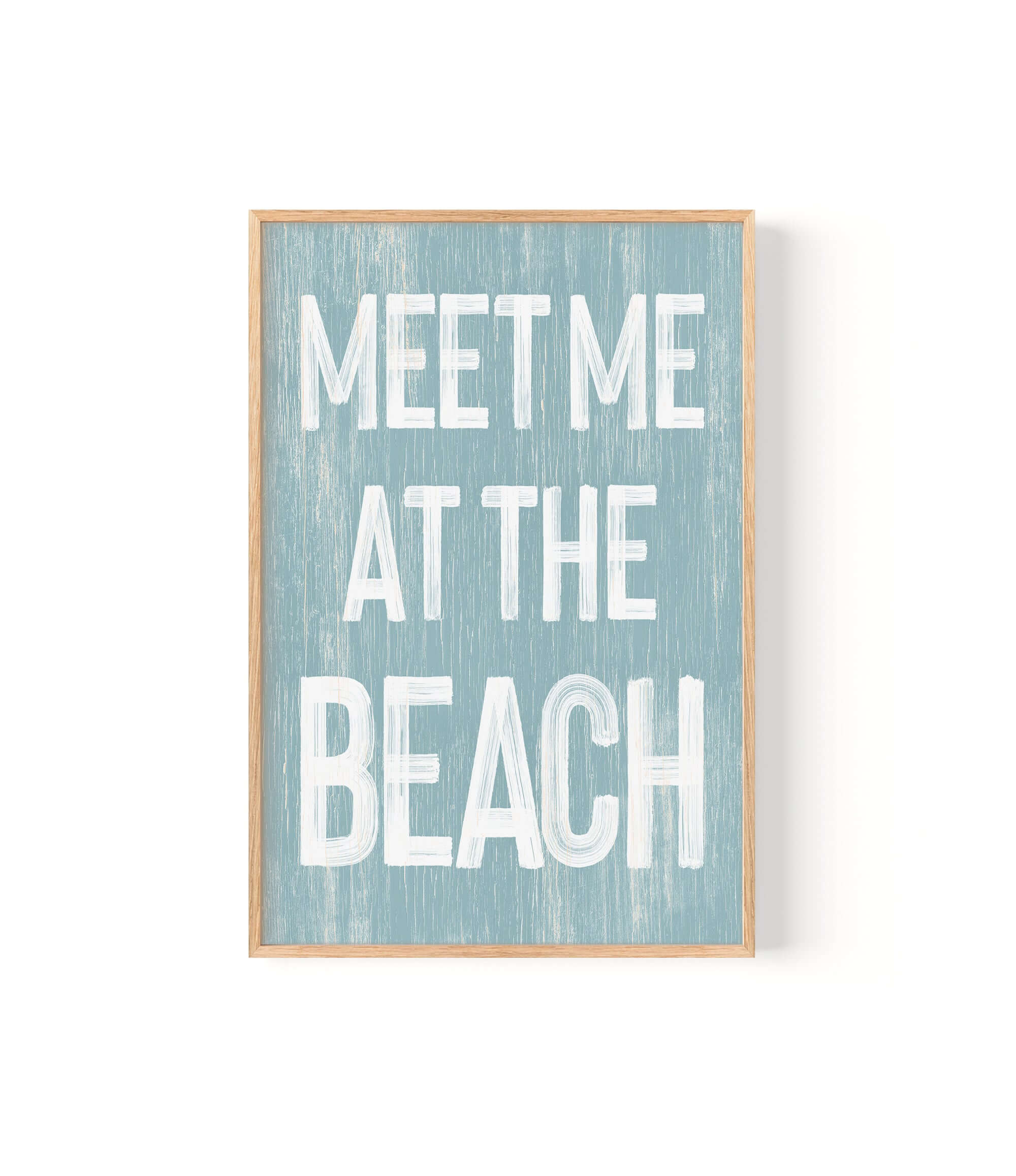 a blue and white sign that says meet me at the beach