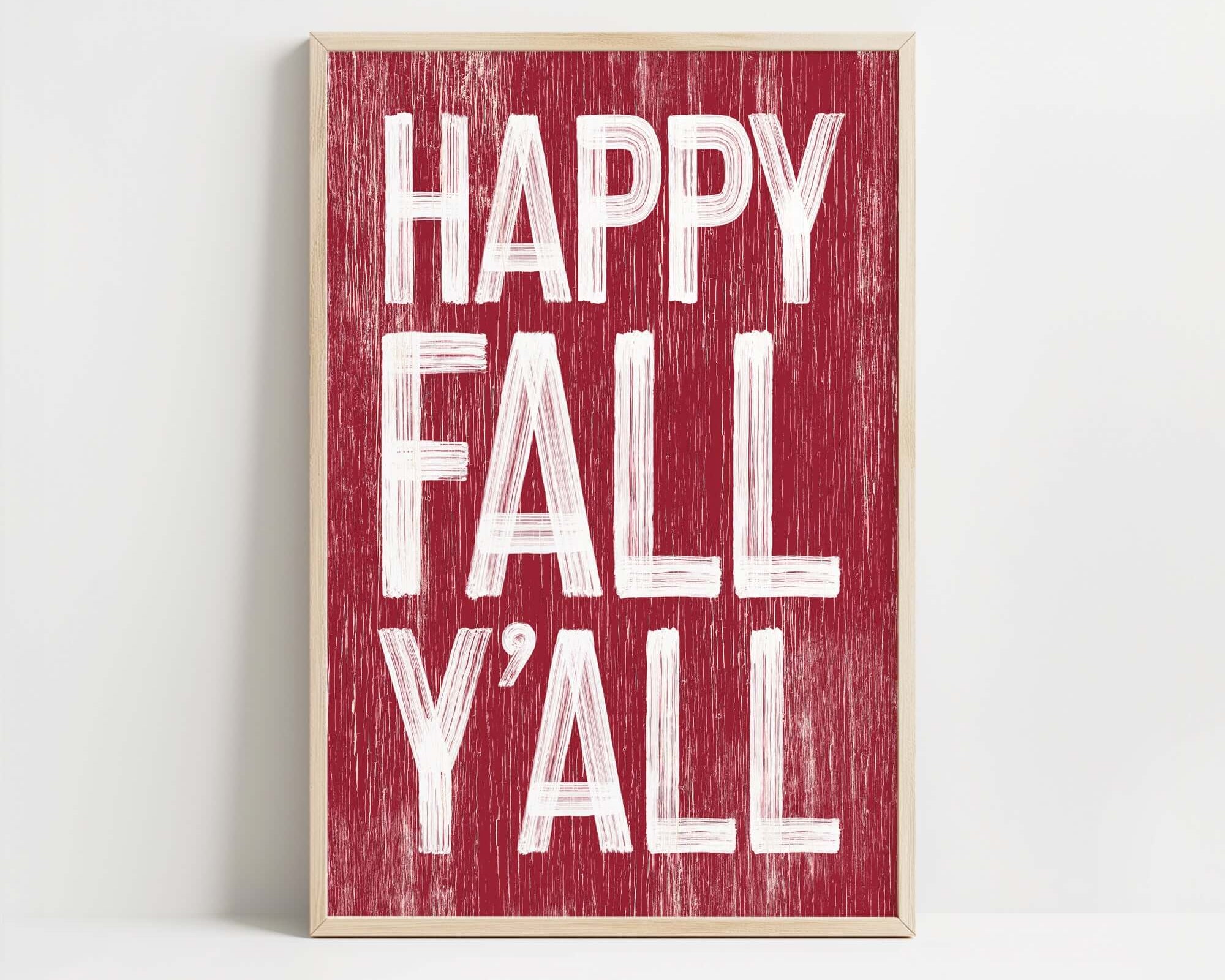 a red sign that says happy fall y'all