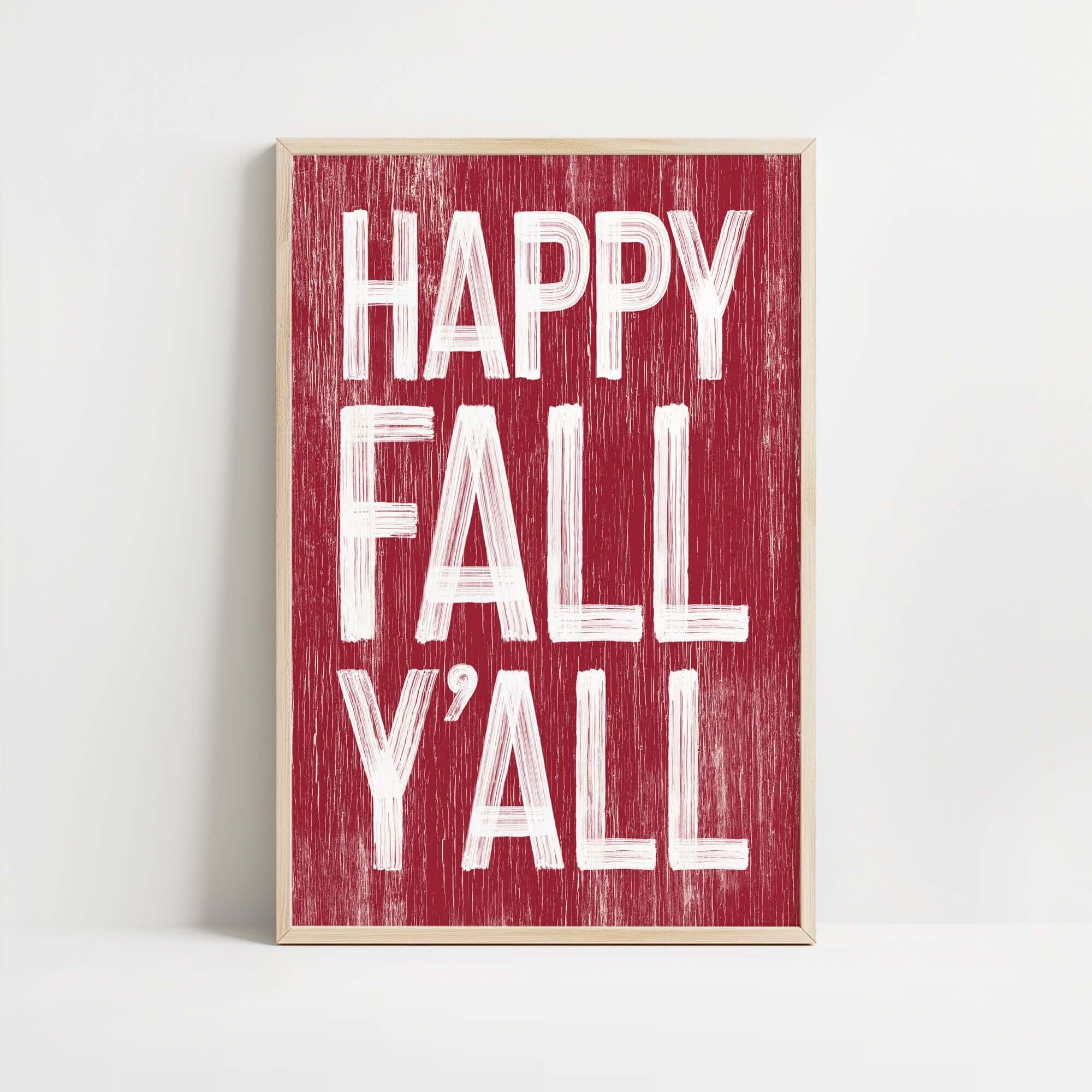 a red sign that says happy fall y'all
