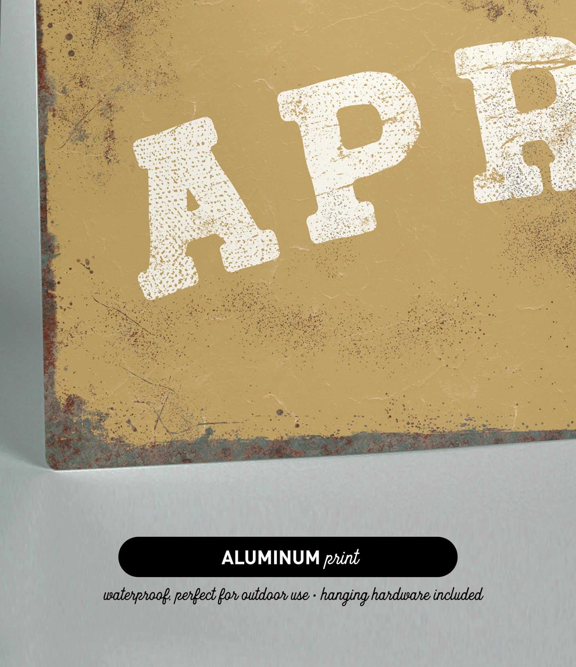 The image is an aluminum print that is waterproof and perfect for outdoor use, as well as including hanging hardware.