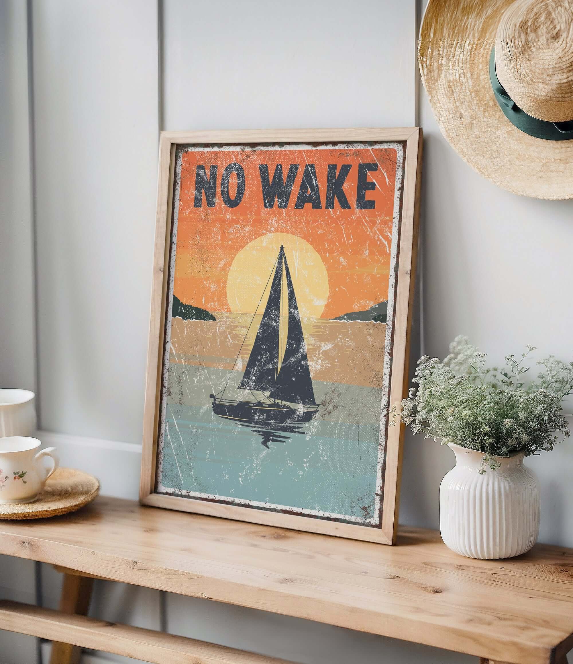 a picture of a sailboat on a table
