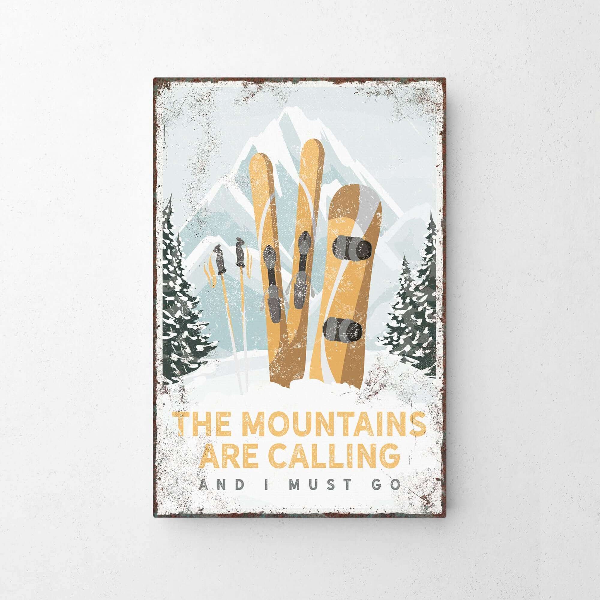 a picture of some skis on a wall