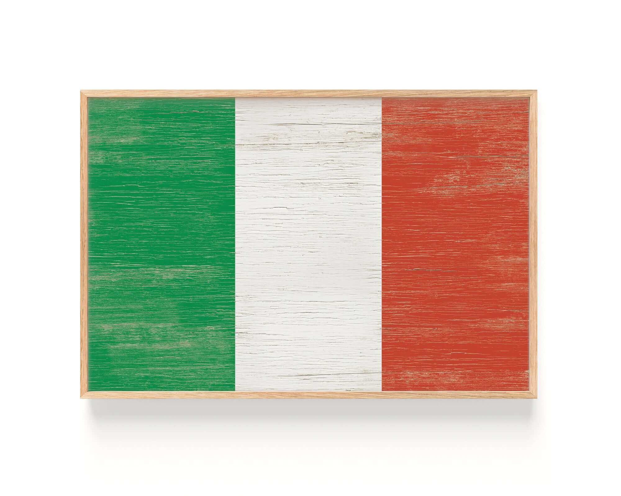 a wooden sign with the colors of the italian flag