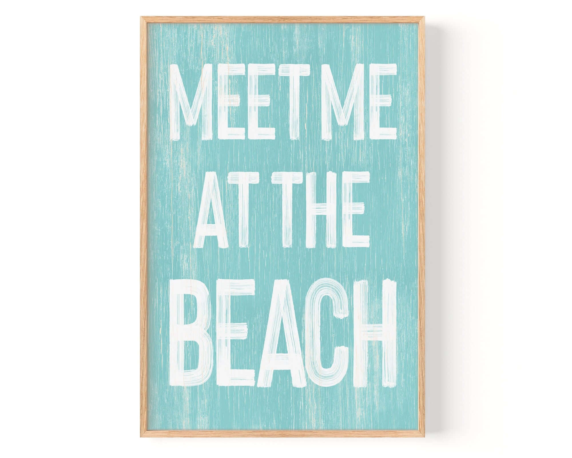 a blue and white sign that says meet me at the beach