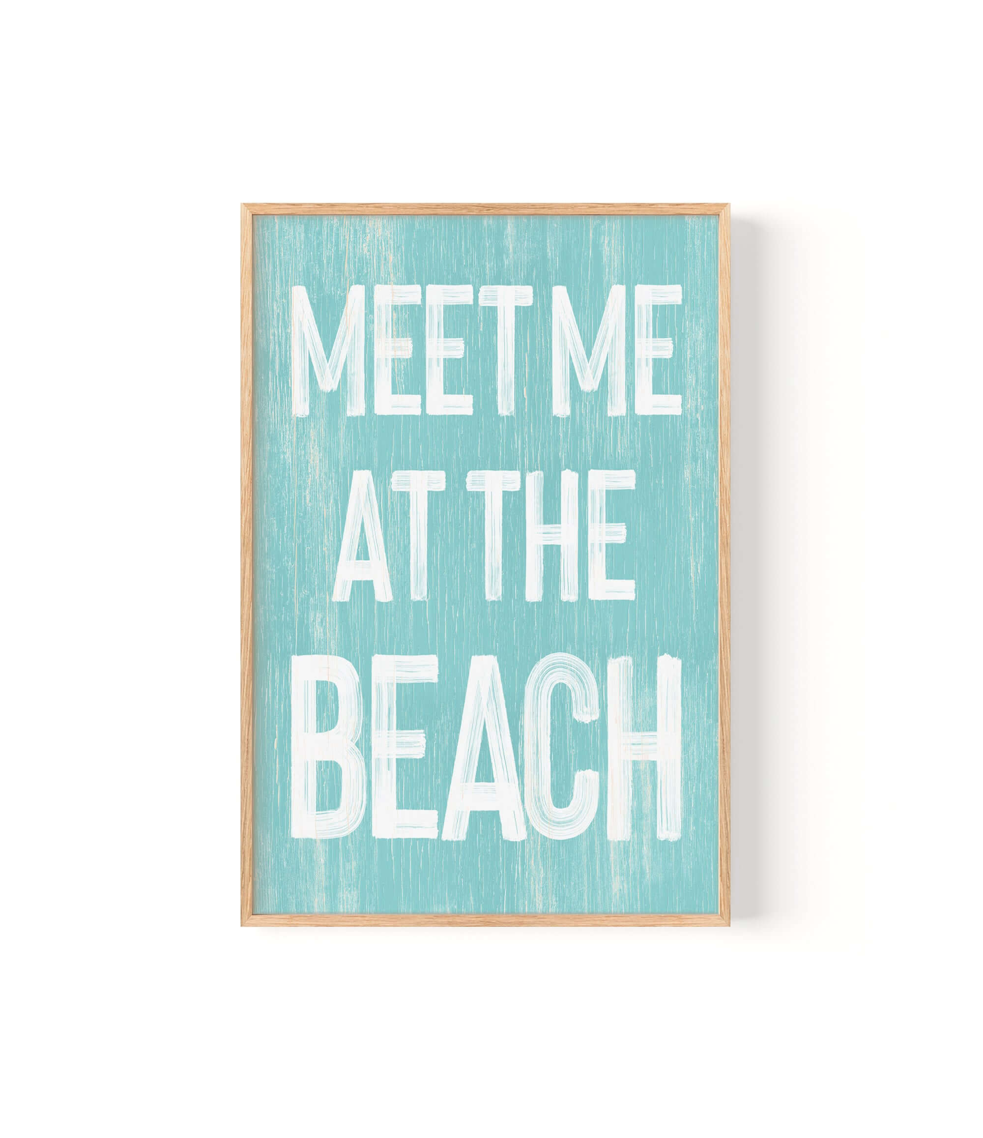 a blue and white sign that says meet me at the beach