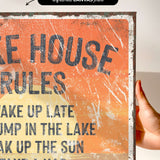 The image is a close-up of a textured, distressed canvas print featuring the phrase "Take a nap" in bold, black letters.