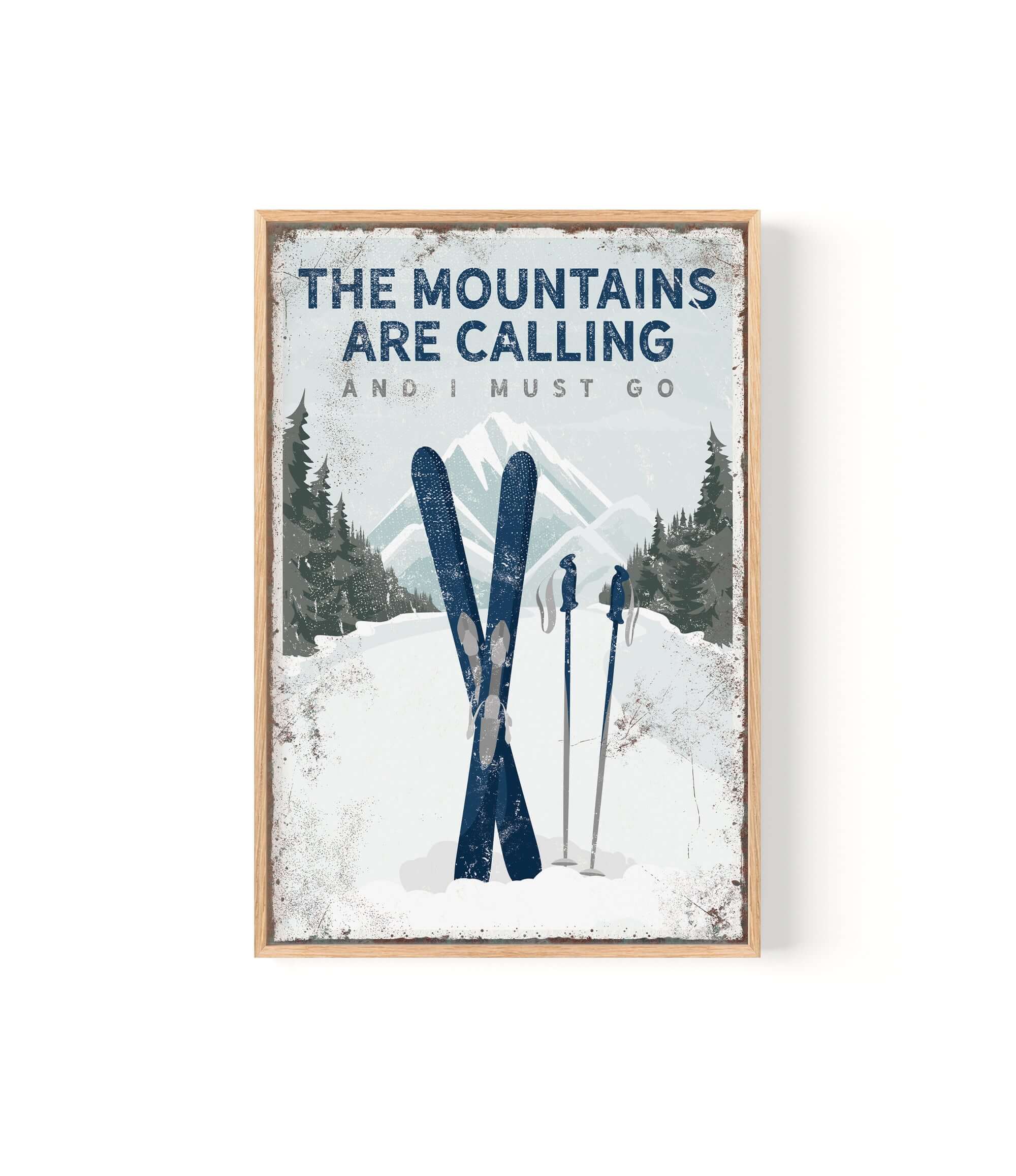 a poster of a pair of skis in the snow