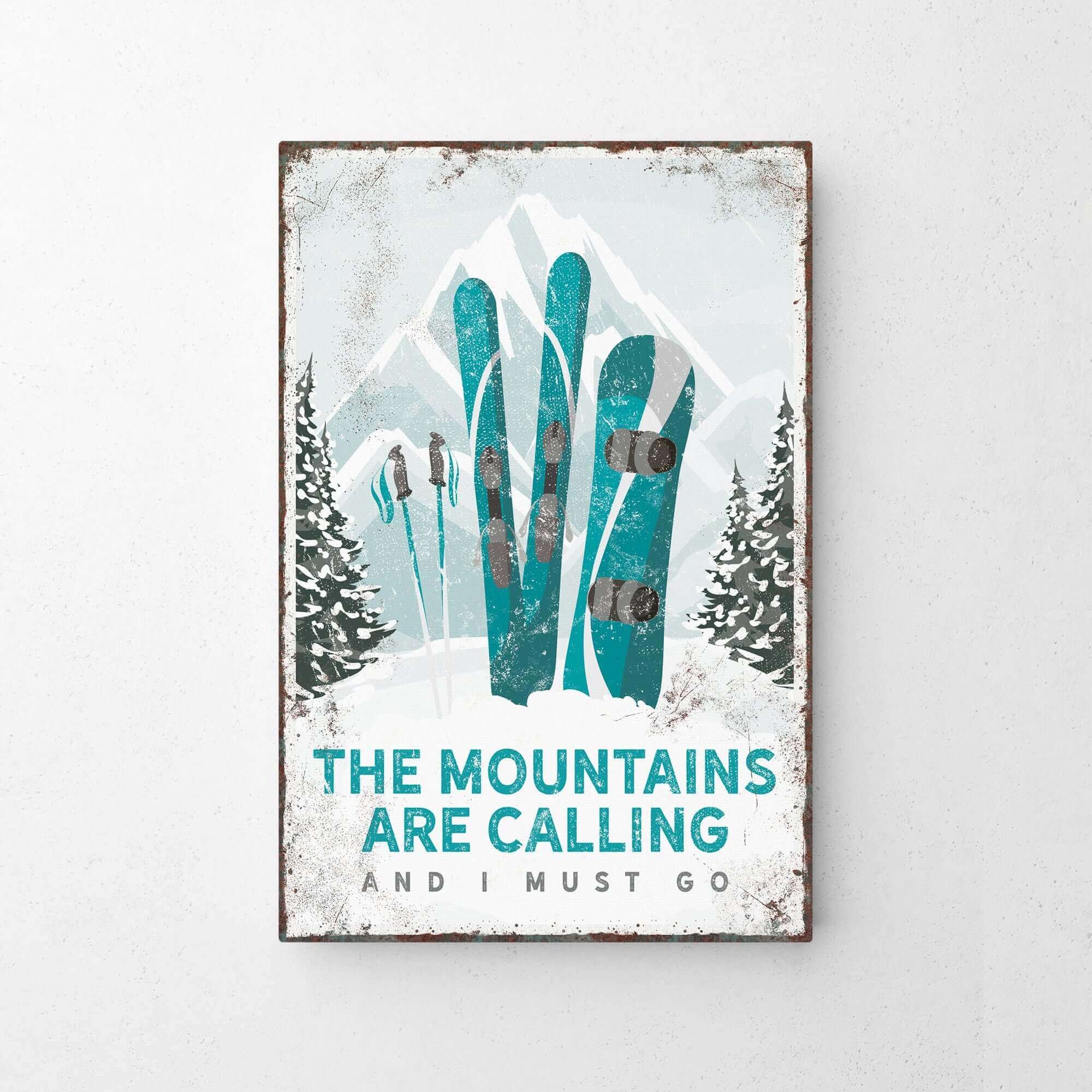 a picture of some skis hanging on a wall