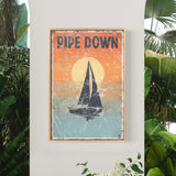 a painting of a sailboat on a white wall