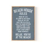 a sign that says beach house rules on it