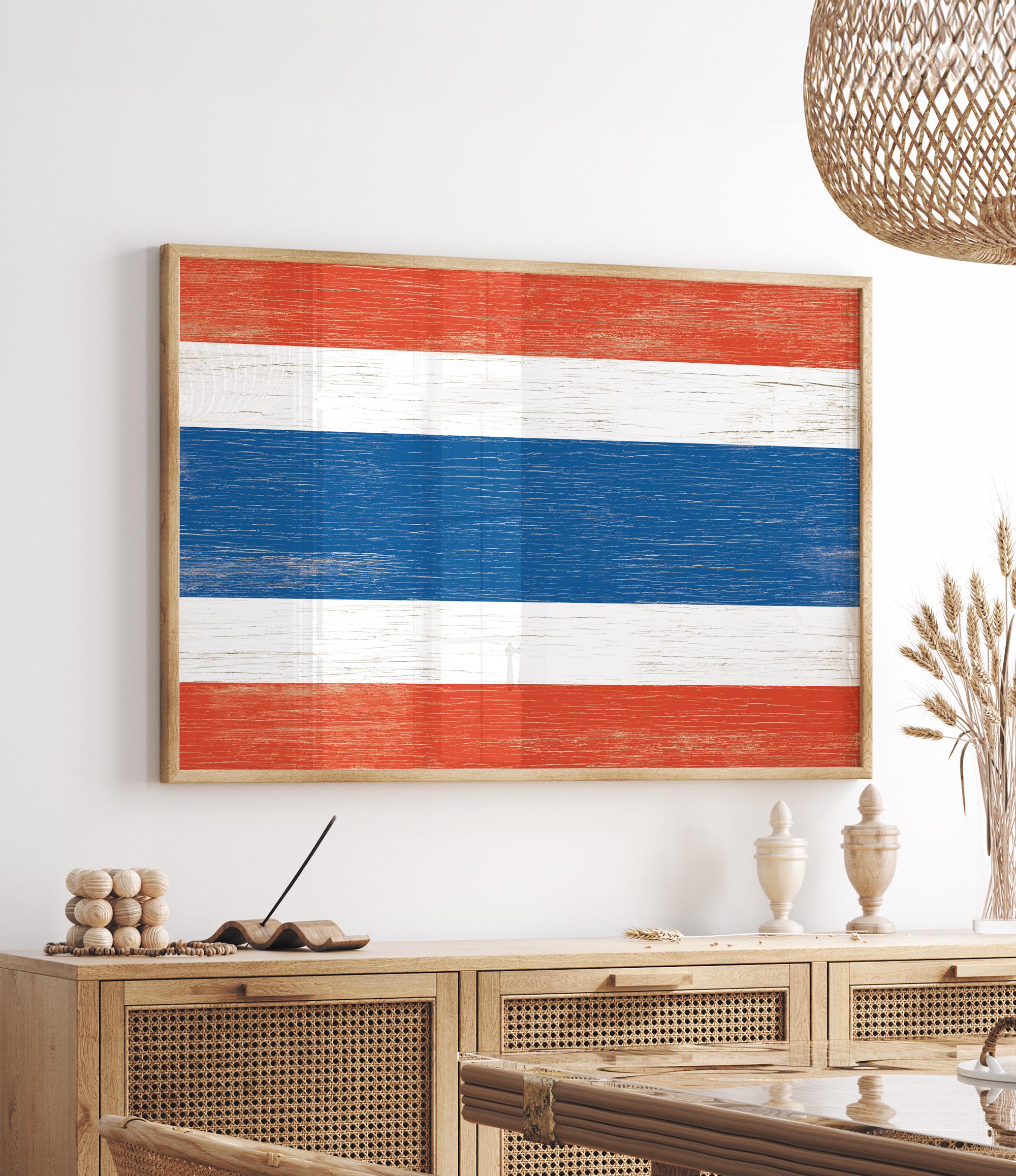 a painting hanging on the wall of a dining room