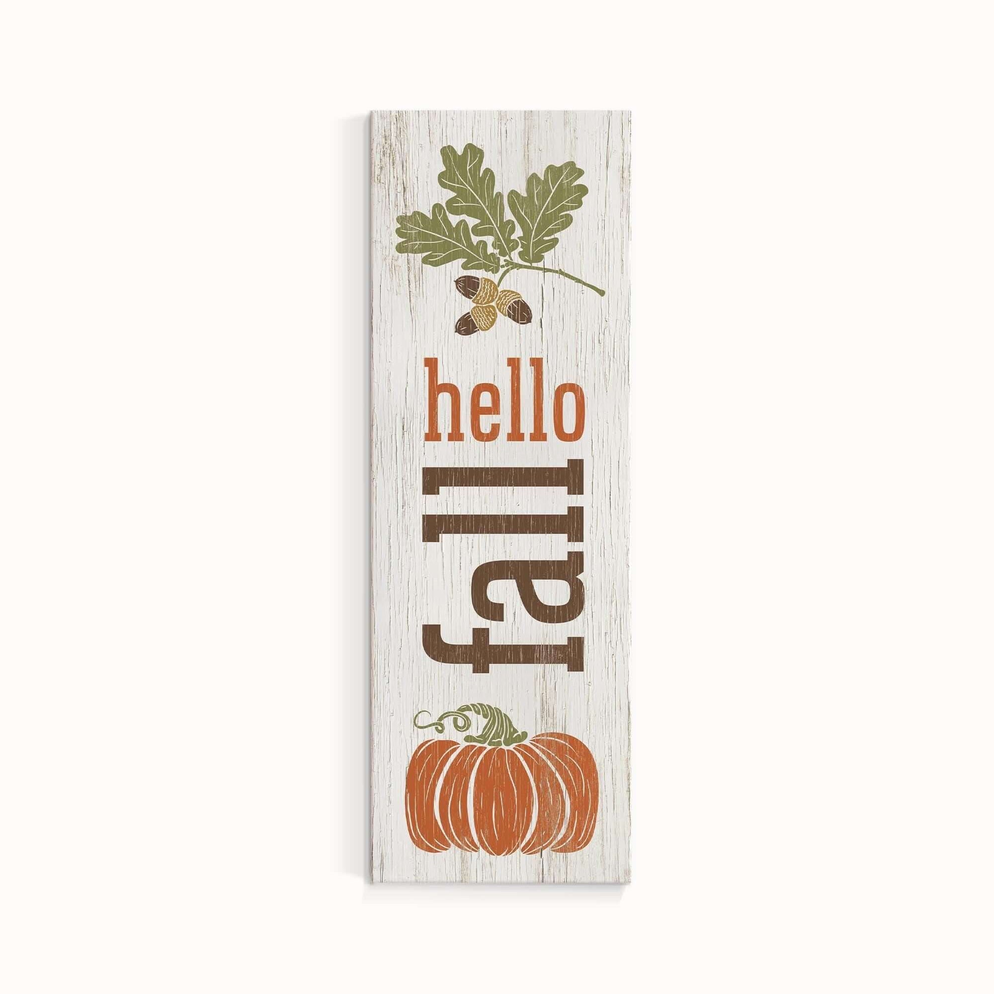 a wooden sign that says hello fall