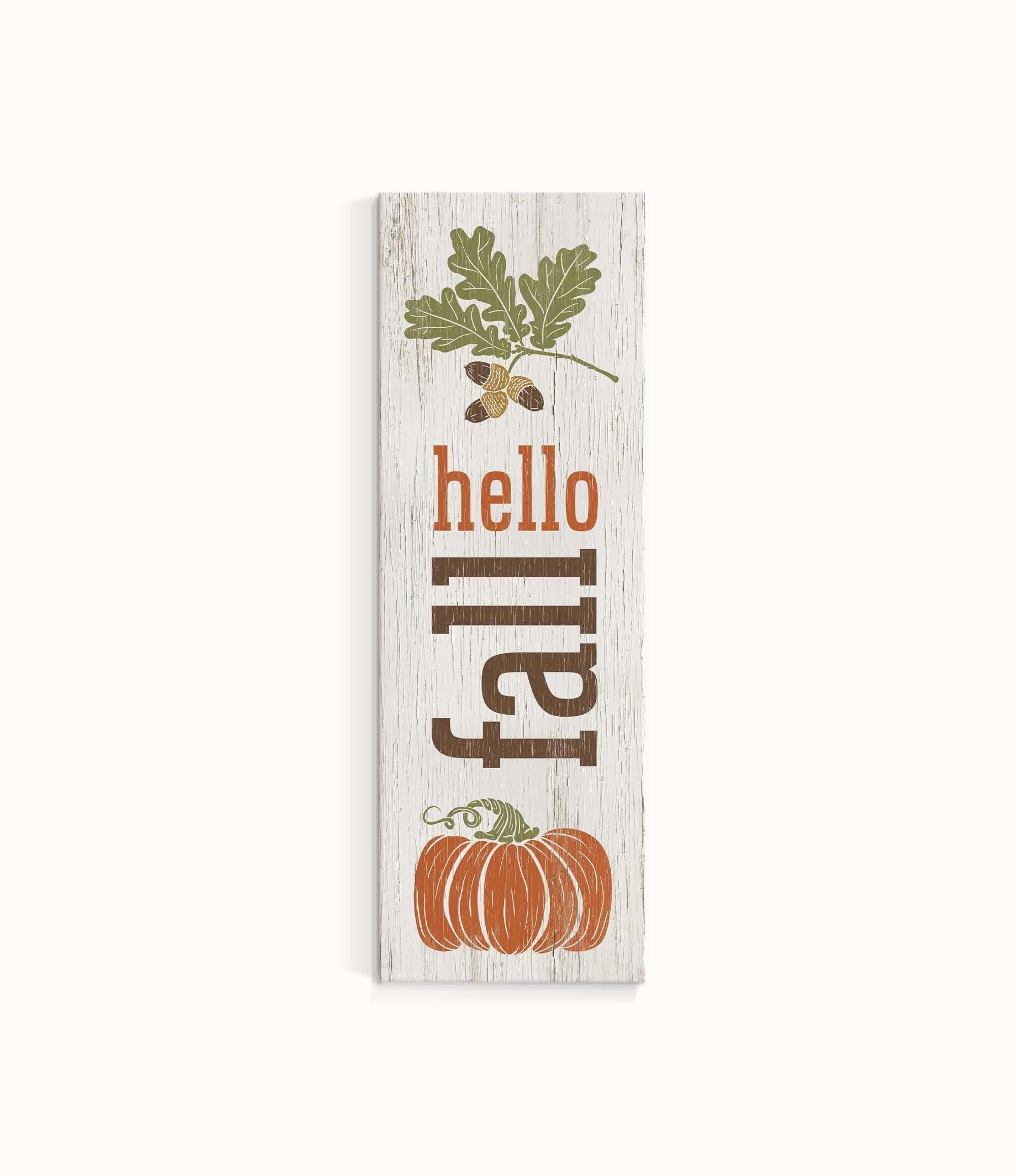 a wooden sign that says hello fall