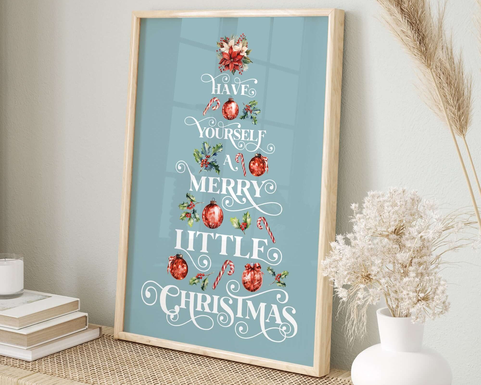 a picture of a christmas tree on a shelf