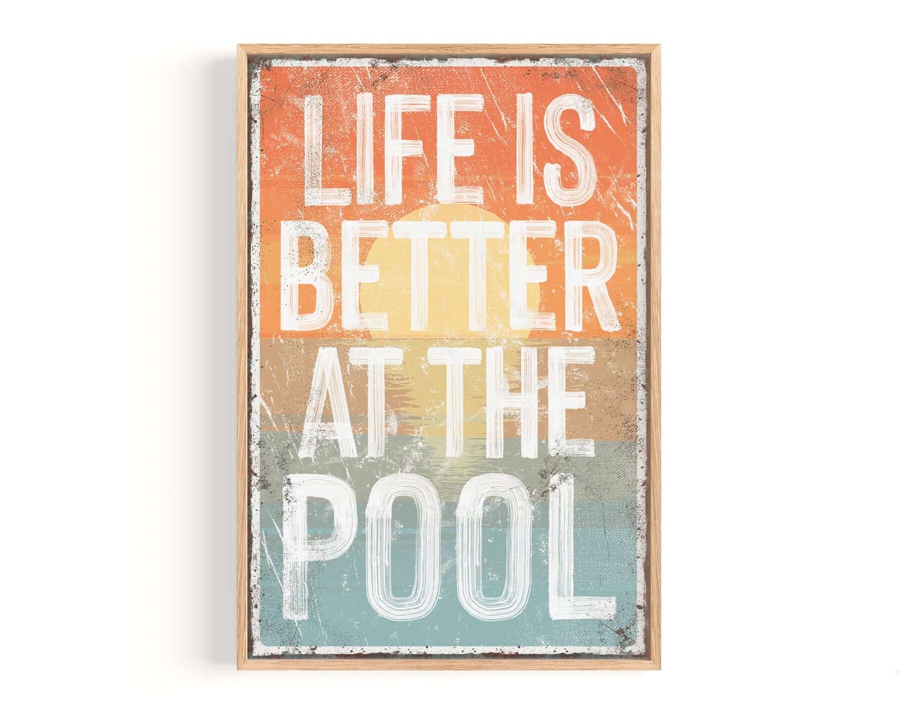a sign that says life is better at the pool
