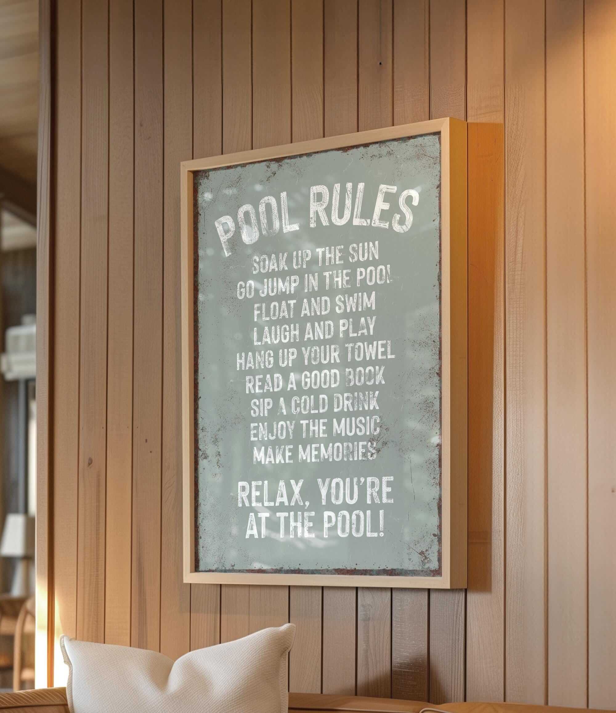 a sign hanging on the wall of a restaurant