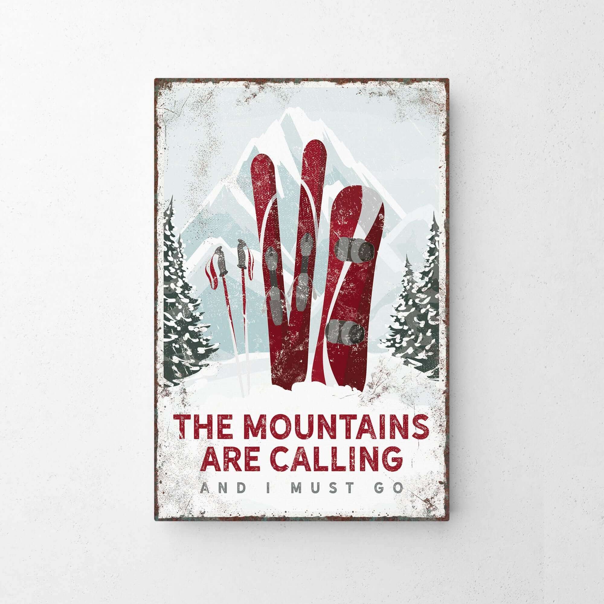 a picture of a sign that says the mountains are calling and i must go