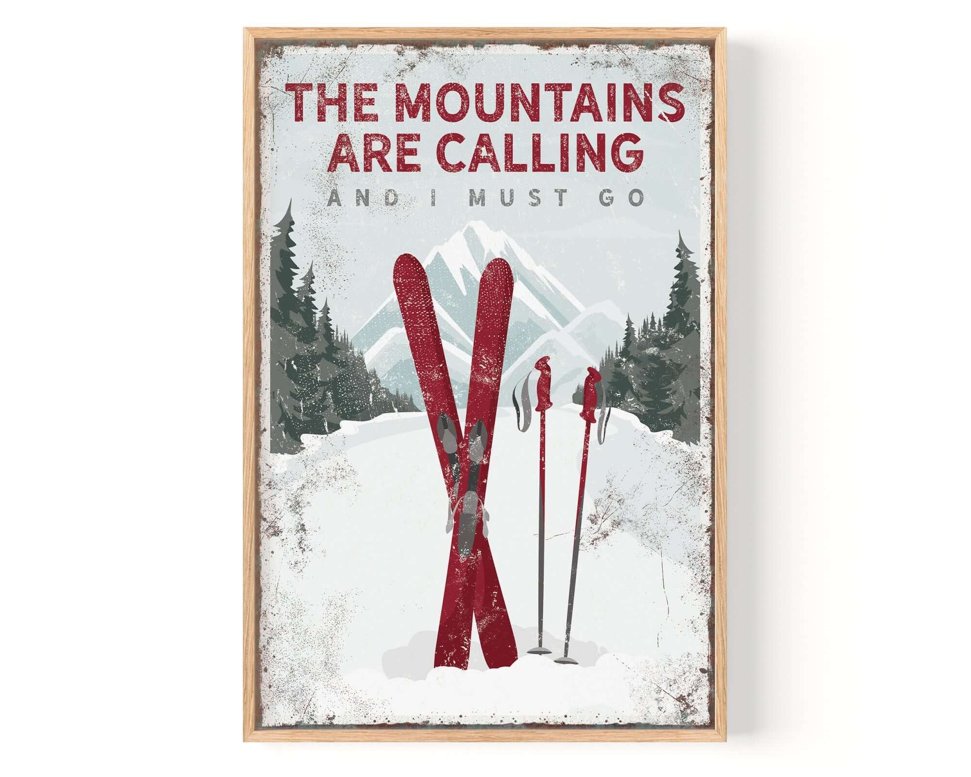 a poster of a pair of skis in the snow