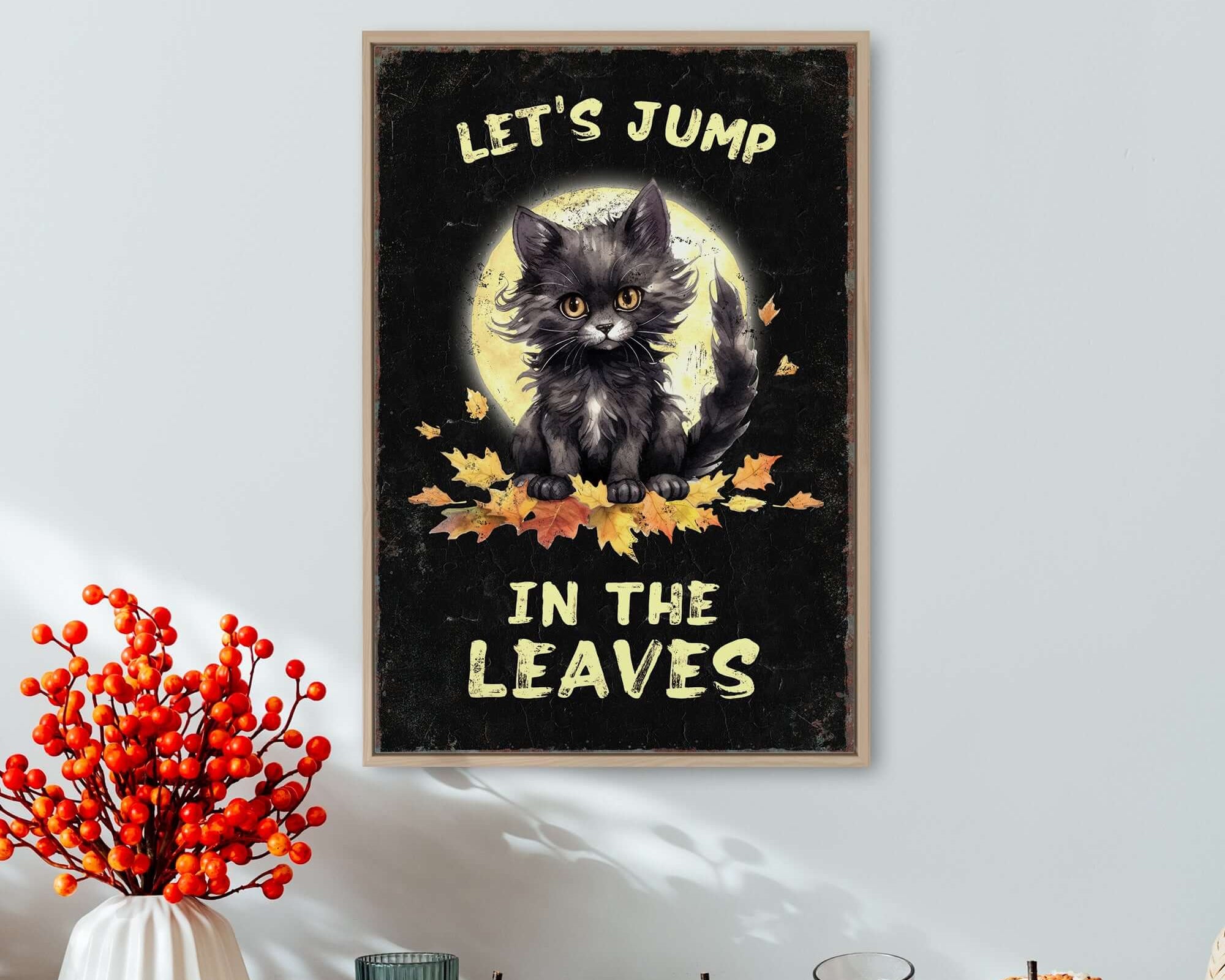 a black cat sitting on top of a wooden table