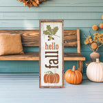 a wooden sign sitting on top of a wooden bench