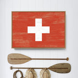 a picture of a red cross on a wall