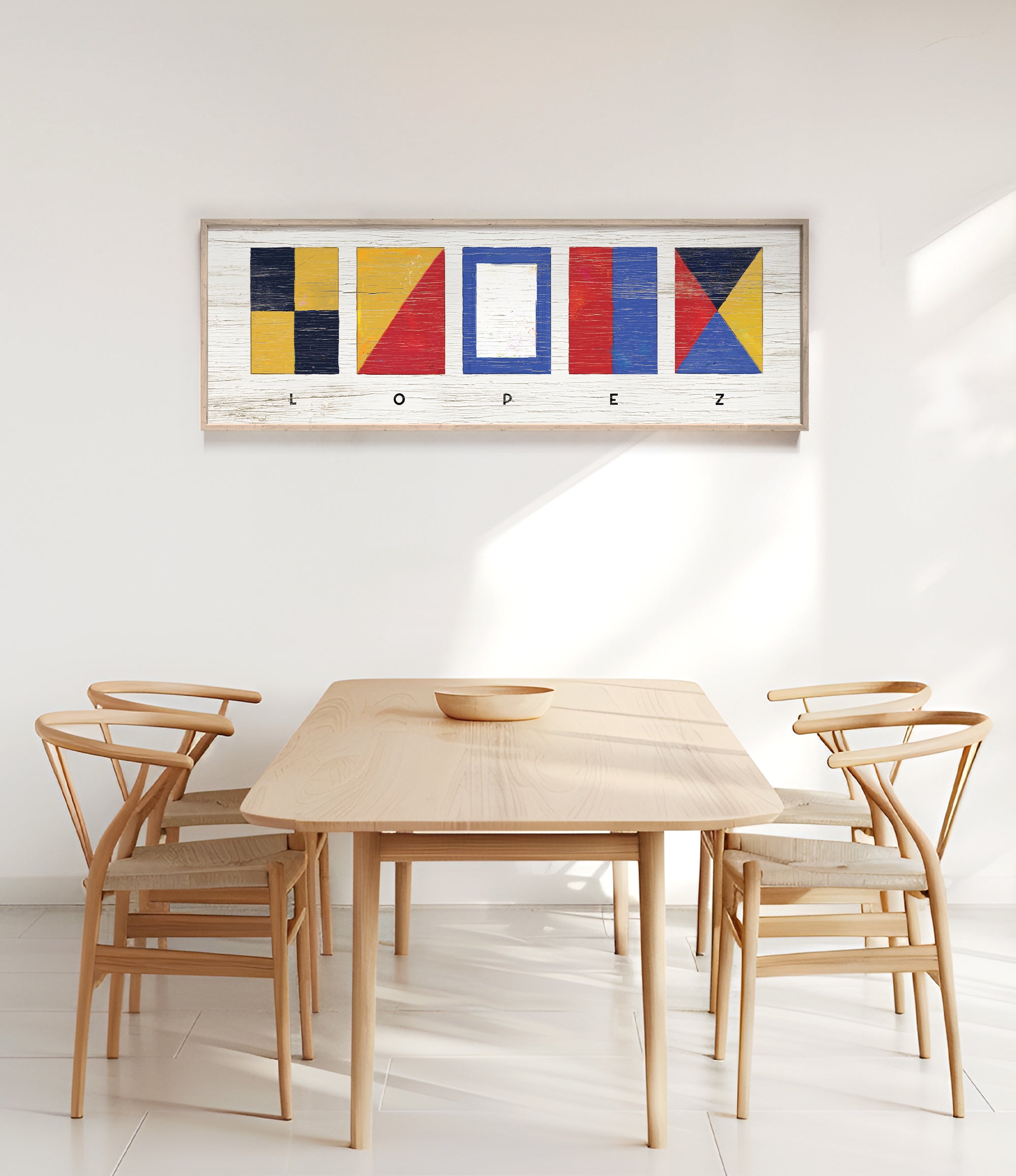 a wooden table and chairs in a room