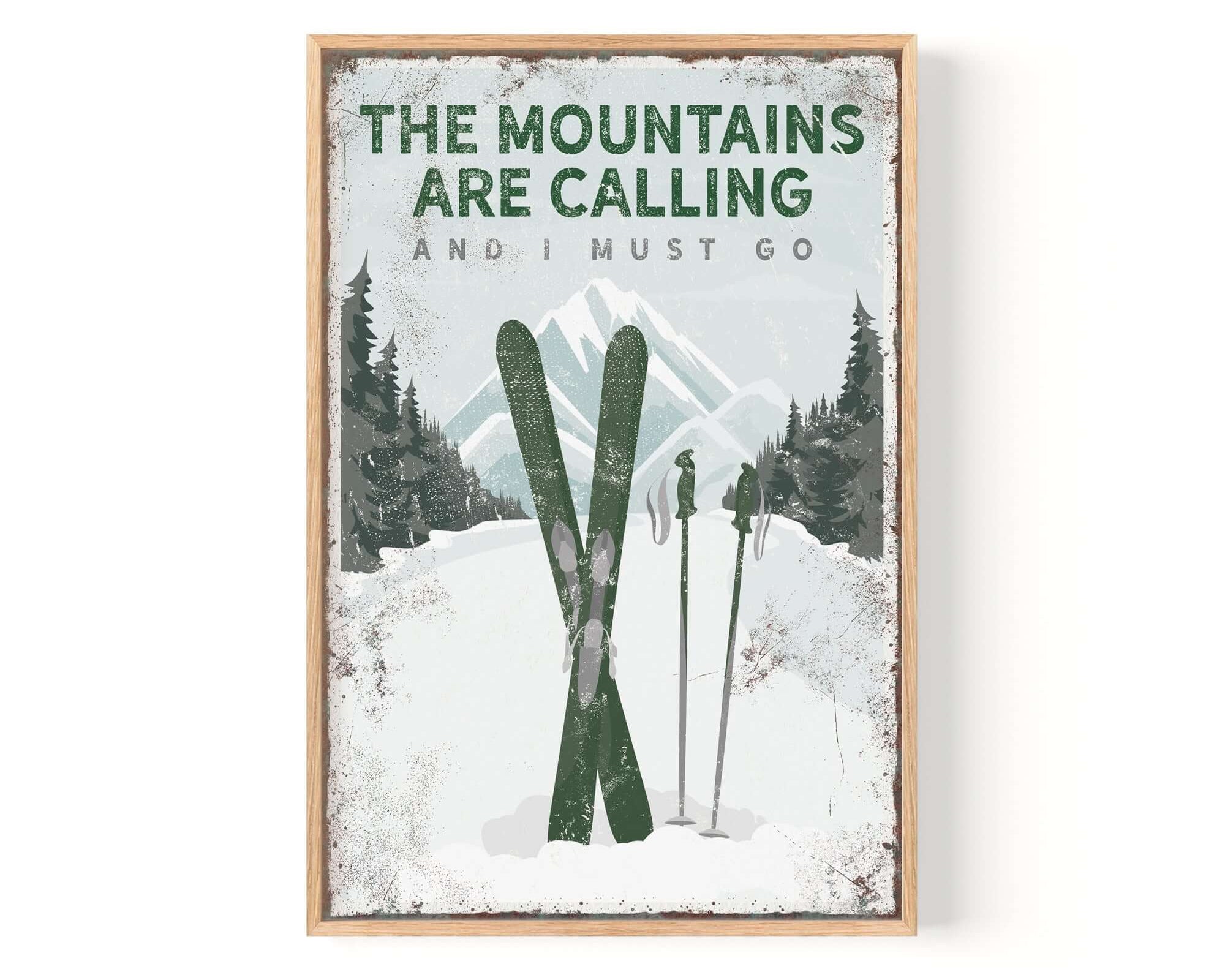 a poster of a pair of skis in the snow
