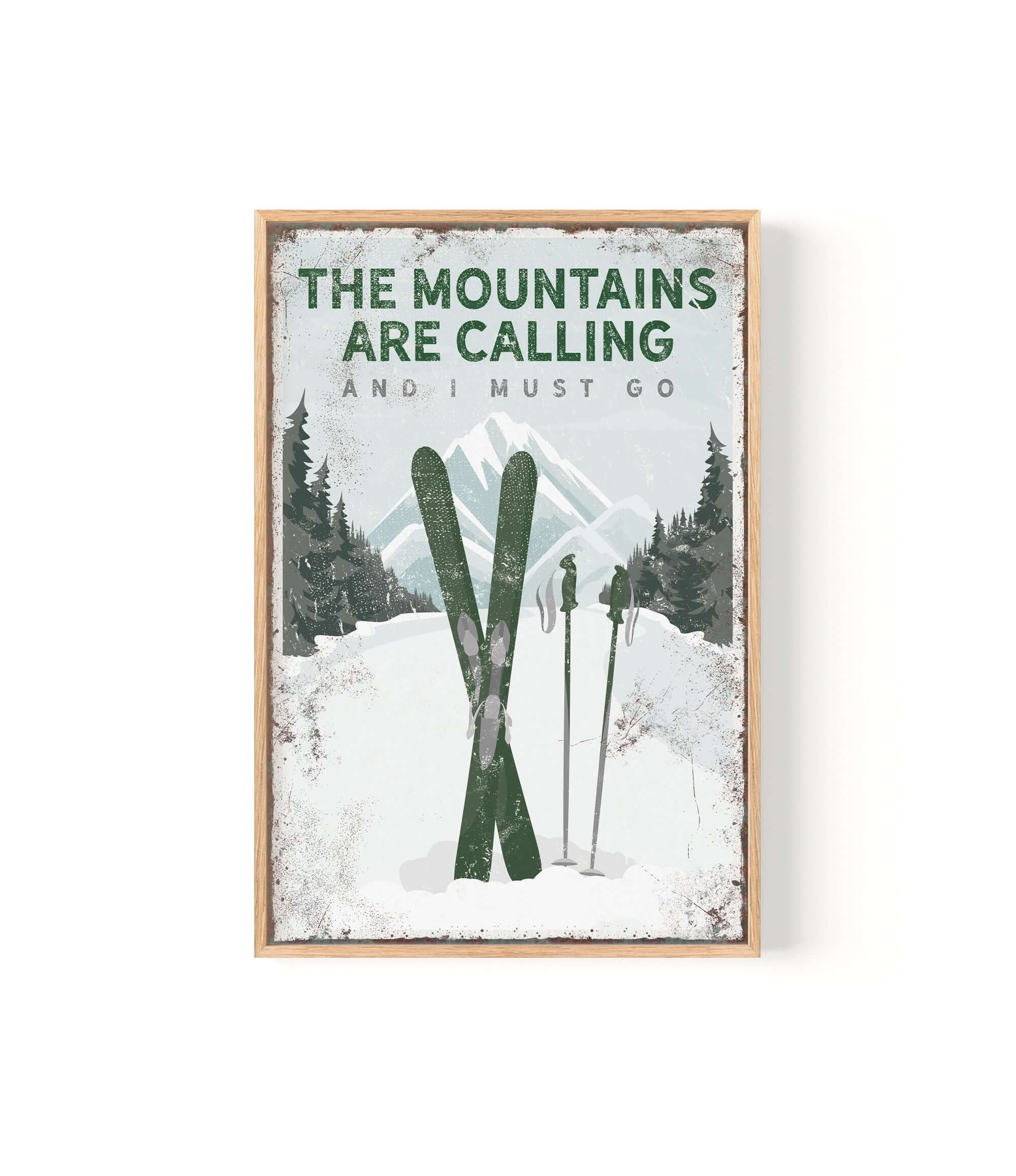 a poster of a pair of skis in the snow