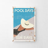 a picture of a pool days sign hanging on a wall