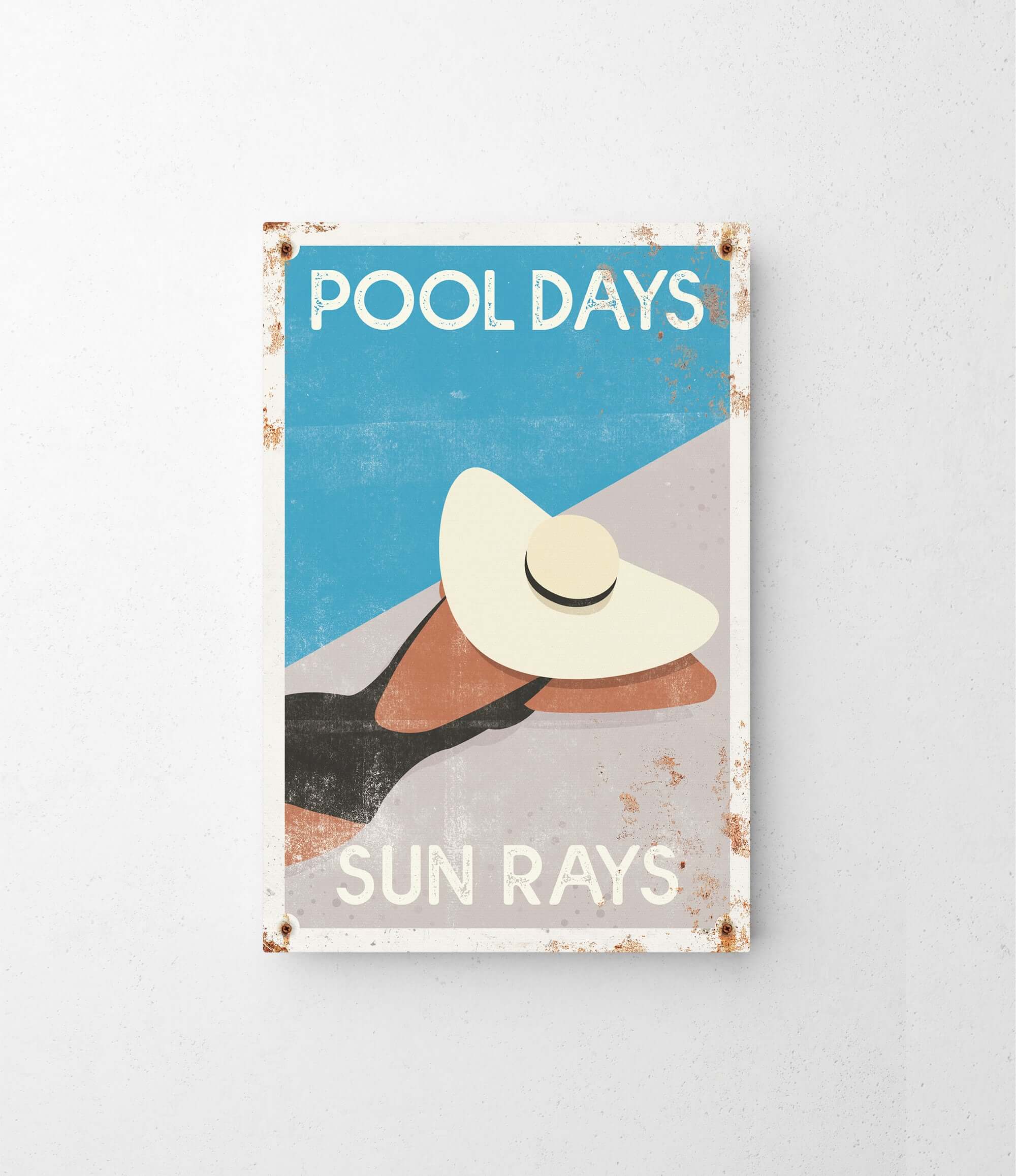 a picture of a pool days sign hanging on a wall