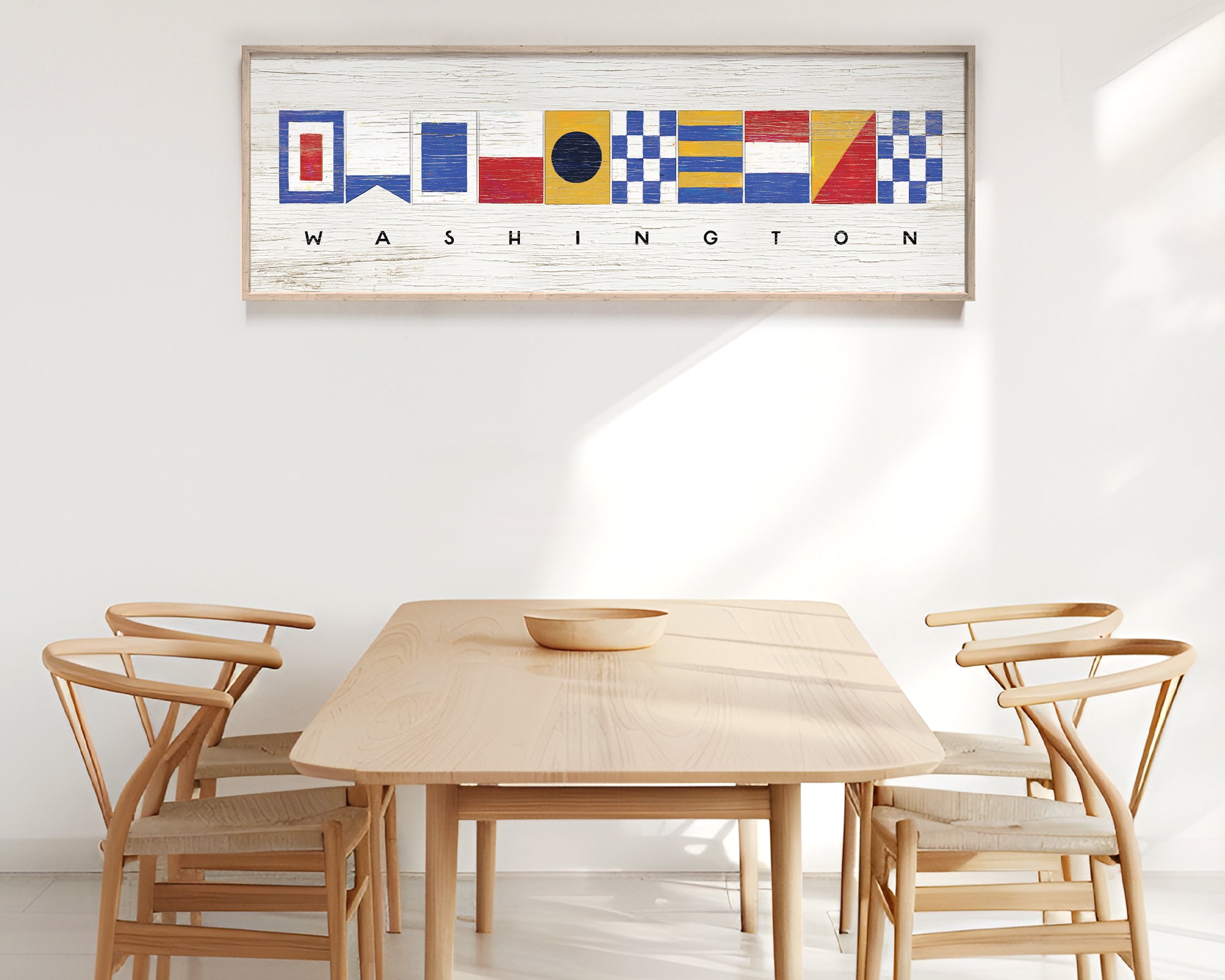 a wooden table and chairs in a room