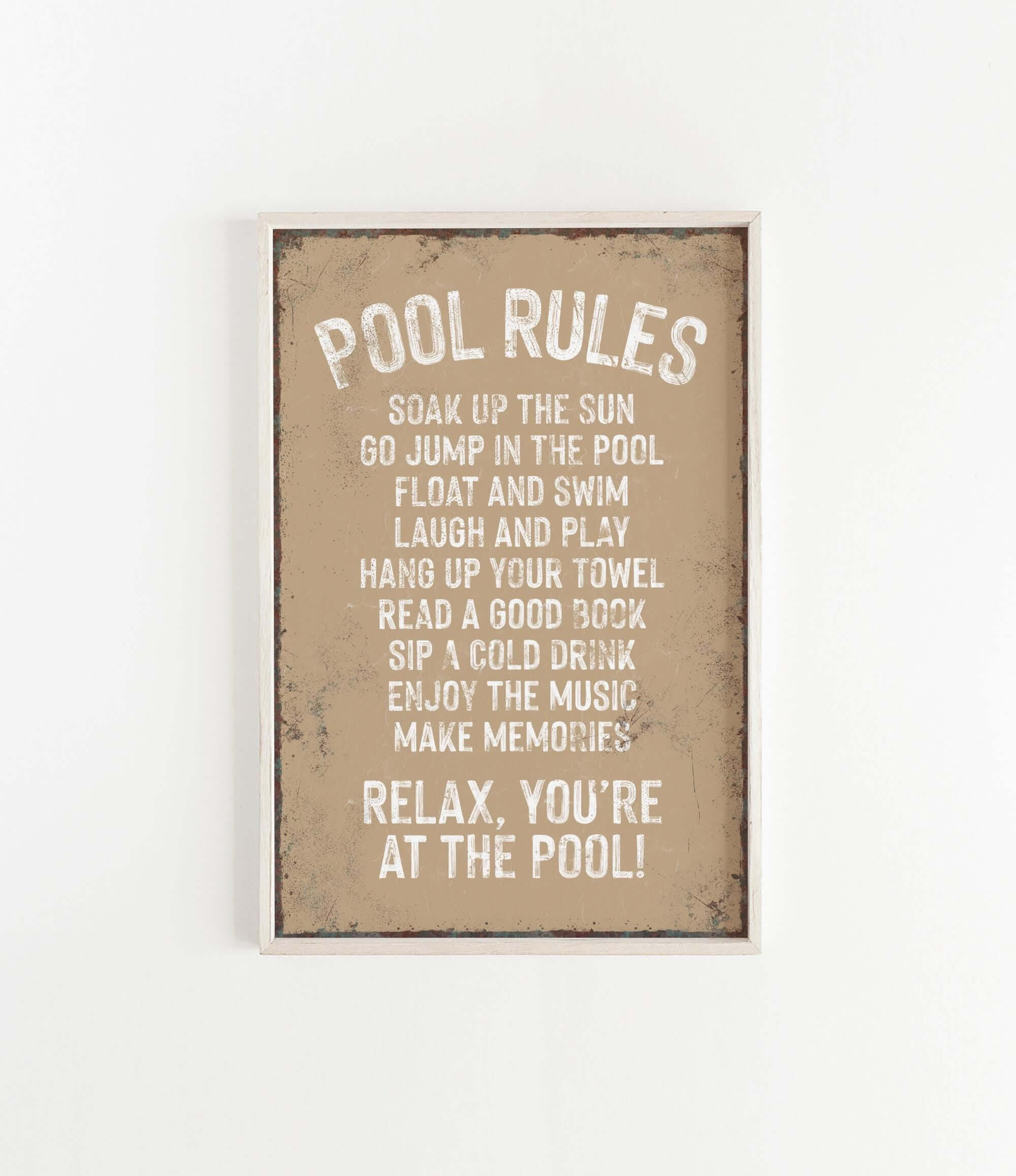 a sign that says pool rules hanging on a wall