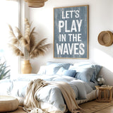 a bedroom with a large bed and a poster on the wall