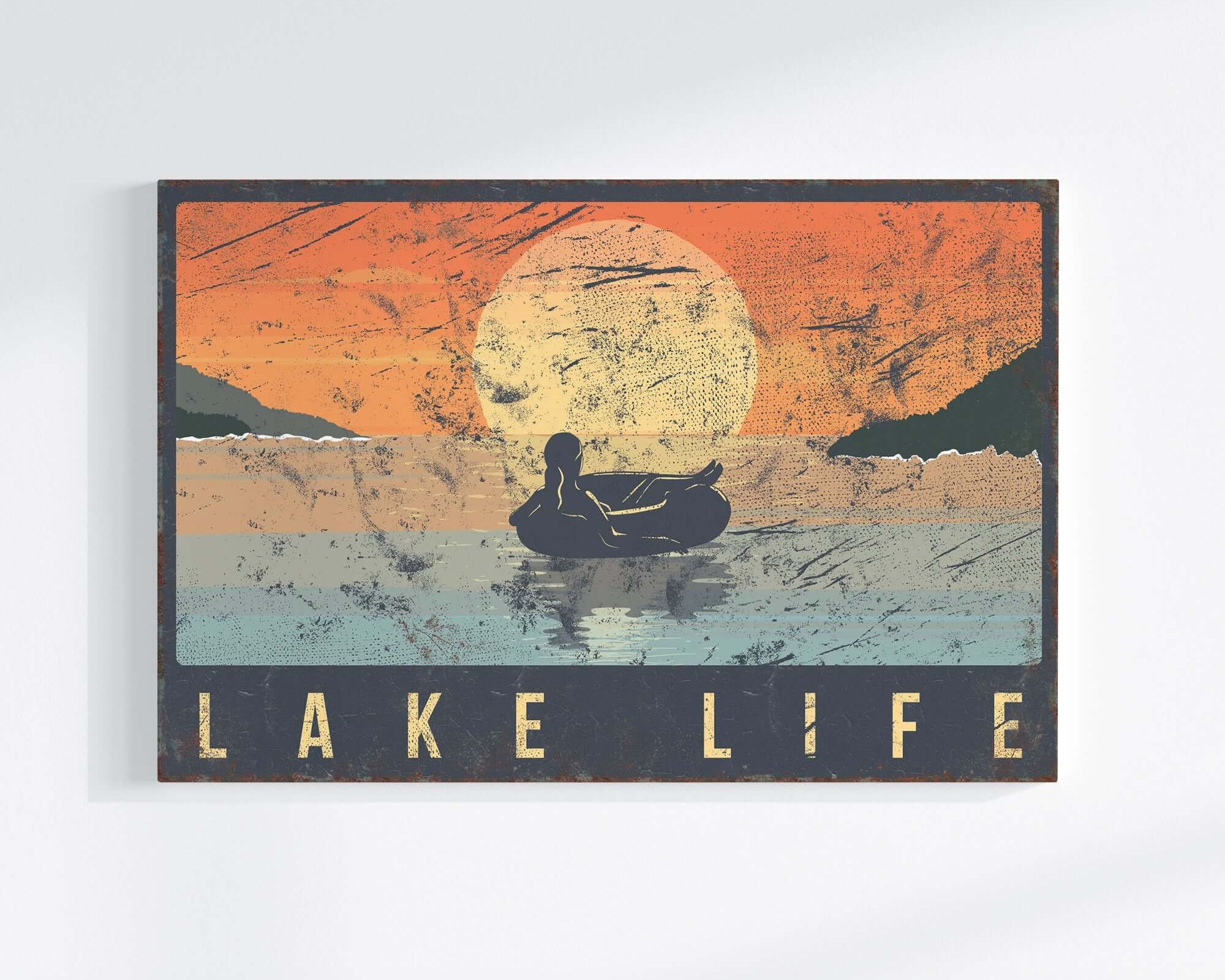 a picture of a man in a boat on a lake