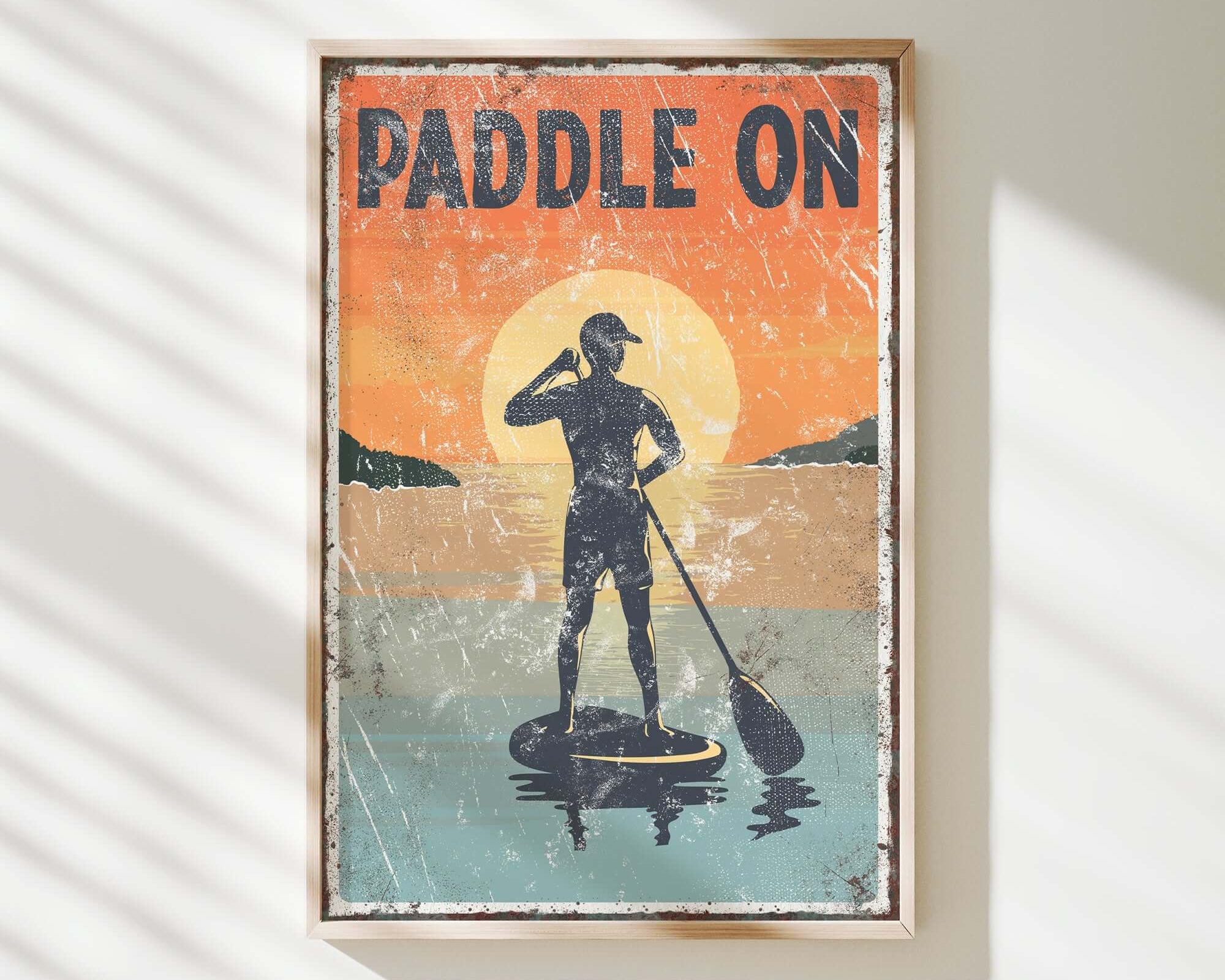 a picture of a man on a paddle board
