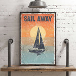 a picture of a sail boat on a wall